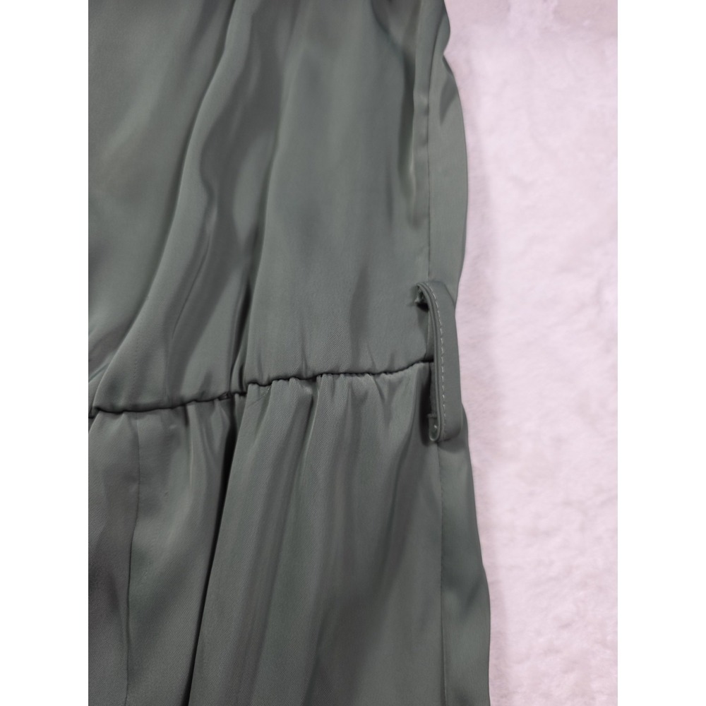 Kirundo One Shoulder Maxi Dress Sage Green Long Sleeve Slit Size L NWOT - Picture 11 of 12
